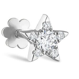 Maria Tash White Gold Diamond Star Threaded Stud Earring 5.5mm